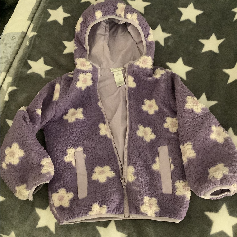 Purple Floral Kids Puffer Jacket